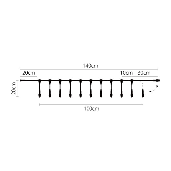 クイックフィックス 11分岐 140cm 黒コード